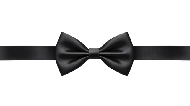 Elegant Classic Black Bowtie Isolated on White Background