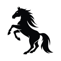 Black and white horse vector. Silhouette of horse. 