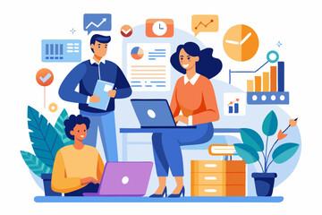 Office Employee Reading on Laptop