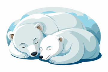 Two Polar Bears Sleeping Together