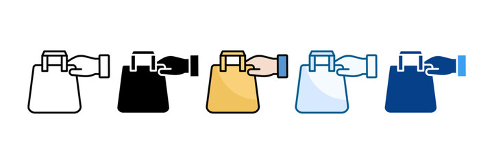Shopping Bag Icon Set Multiple Style Collection