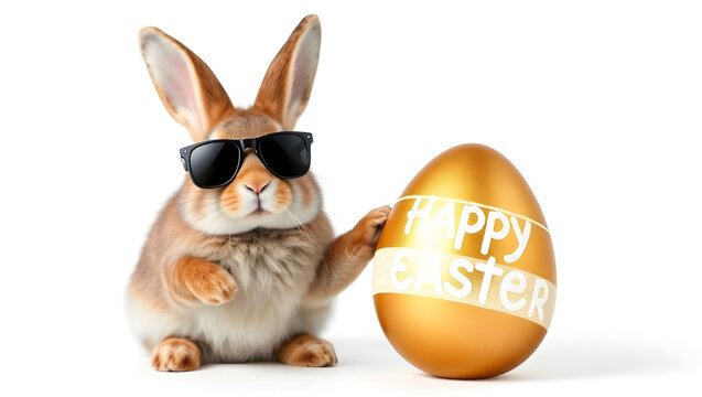 Cool Bunny with Sunglasses Celebrates Happy Easter