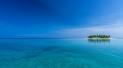 Peaceful Tropical Island Panorama With Palm Trees