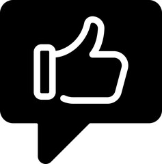 Thumbs down icon. Comment bubble symbolizing disapproval. Silhouette icon.