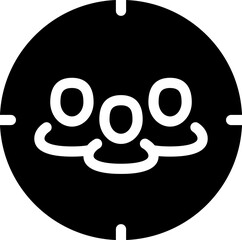 Smiling emoji with three faces representing happiness and connection. Silhouette icon.