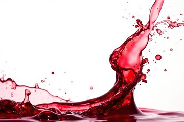Rich red wine poured, swirling on white backdrop, wine pour, white background, food photography