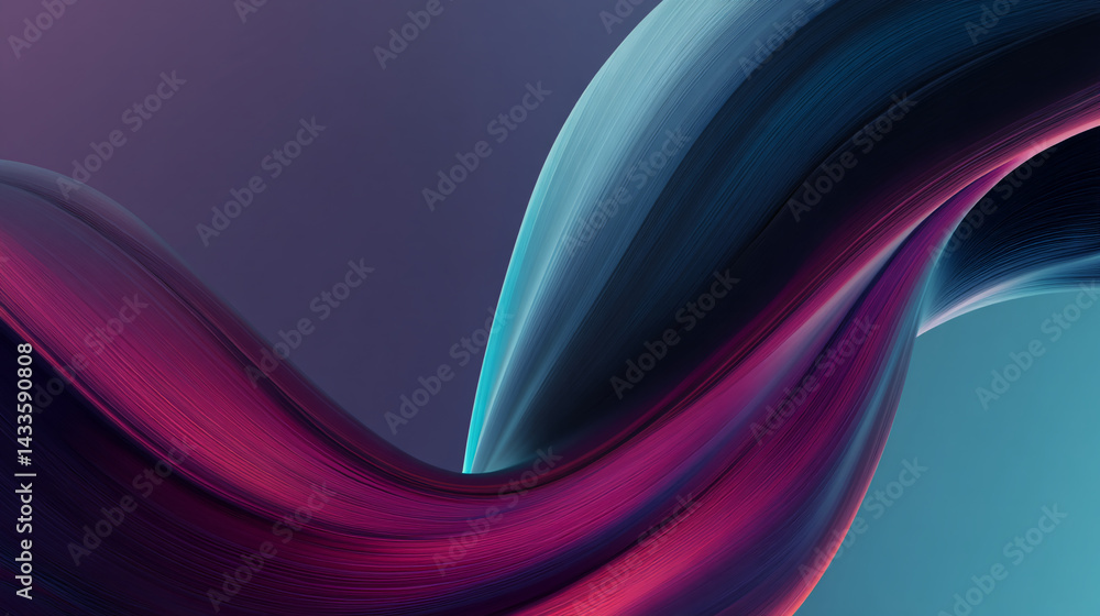 Poster abstract image of flowing, vibrant crimson and teal lines creating a dynamic, swirling pattern. symb