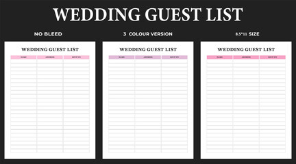 Wedding Guest List, interior, template,