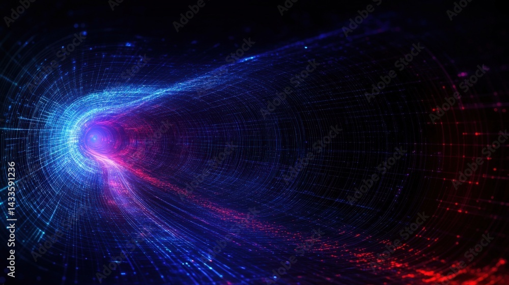 Poster abstract digital tunnel of light and data