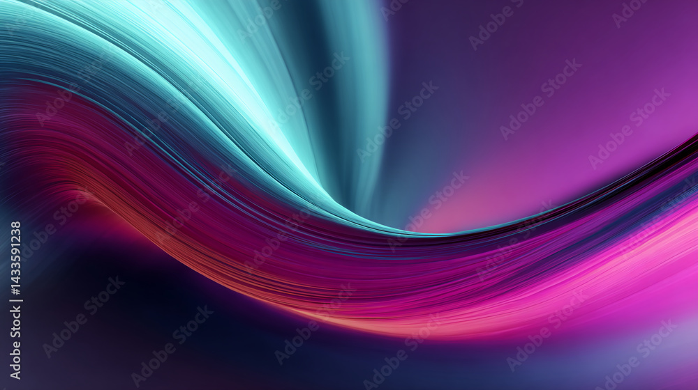 Poster abstract image of flowing teal, purple, and pink lines creating a wave-like pattern, suggesting move