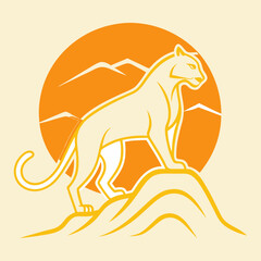 vector image of a  panther on a mountaintop