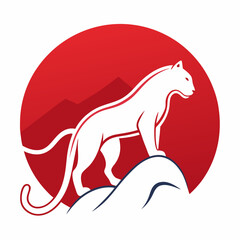 Vector art illustration of a panther on a mountaintop