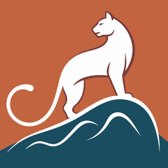 Vector art illustration of a panther on a mountaintop