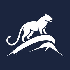 Vector art illustration of a panther on a mountaintop