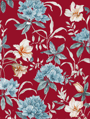 Elegant Flower and Leaf Pattern with Soft Textures