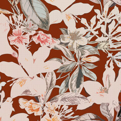 Elegant Flower and Leaf Pattern with Soft Textures