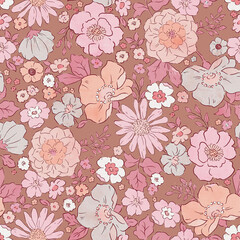 Elegant Flower and Leaf Pattern with Soft Textures