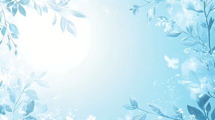 Blue Spring Floral Frame Background.