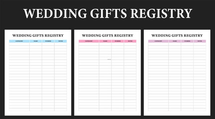Wedding Gifts Registry, kdp interior, template,