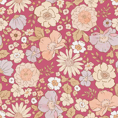 Elegant Flower and Leaf Pattern with Soft Textures