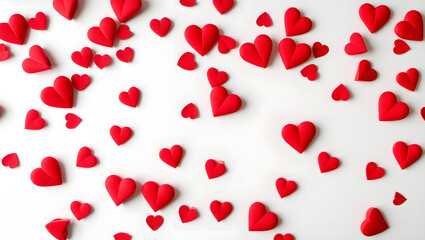 Romantic Valentine's Day Background Scattered Red Hearts