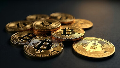 Broken Bitcoin cryptocurrency, shattered pieces.