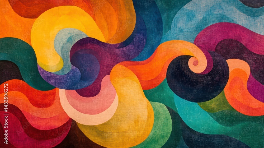 Aufkleber abstract swirls dance dynamically, creating vibrant colorful painting with smooth lines, fluid shape