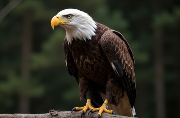 Obraz premium image of an Eagle perched on a sturdy tree branch