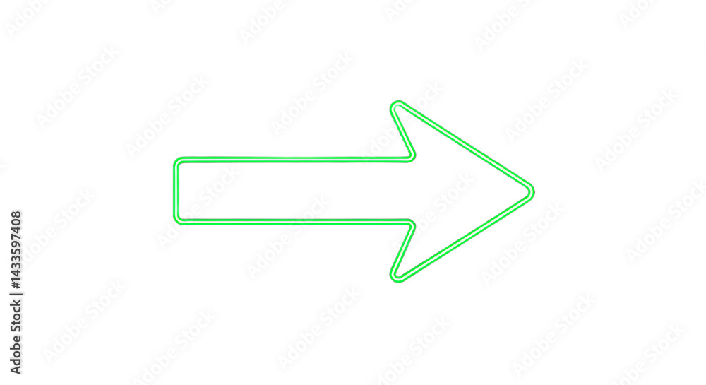 Aufkleber a neon green arrow pointing right on a black background with a simple and modern design style