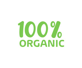 100 percent organic label text. Natural product label,  illustration on transparent background. 
