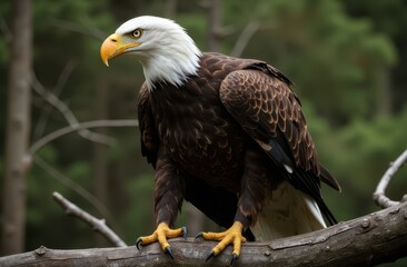 image of an Eagle perched on a sturdy tree branch