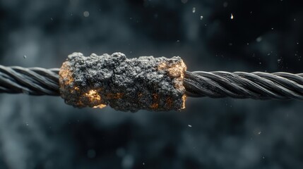 Burned insulation on overhead industrial lighting cable