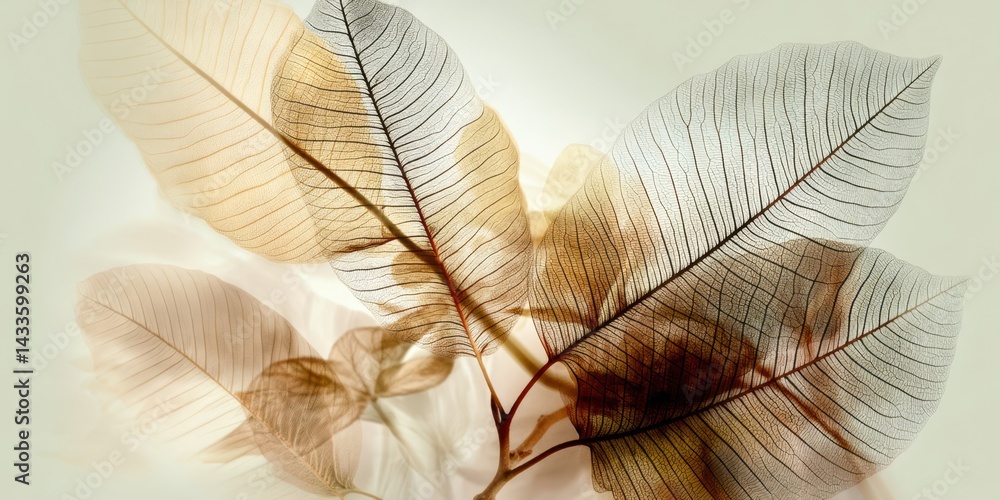 Poster a close up of a leaf with a brown and white pattern