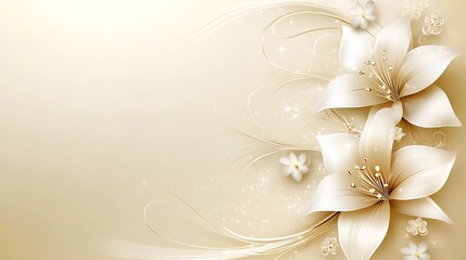 Elegant White Lilies with Beige Background.