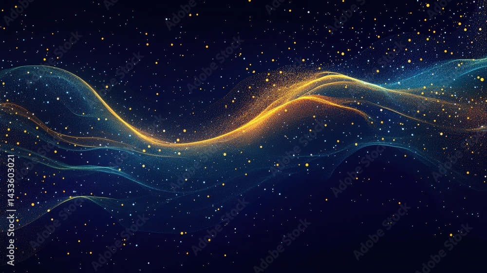 Poster abstract digital waveform with particles