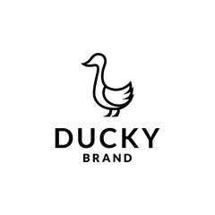 swan logo,goose or duck icon design vector in trendy and abstract line outline style