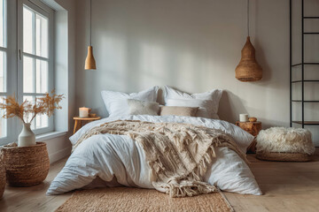 Cozy Neutral Bedroom with Plush Bedding