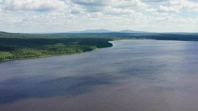 Southern Urals, Zyuratkul National Park: Zyuratkul Lake. Aerial view.