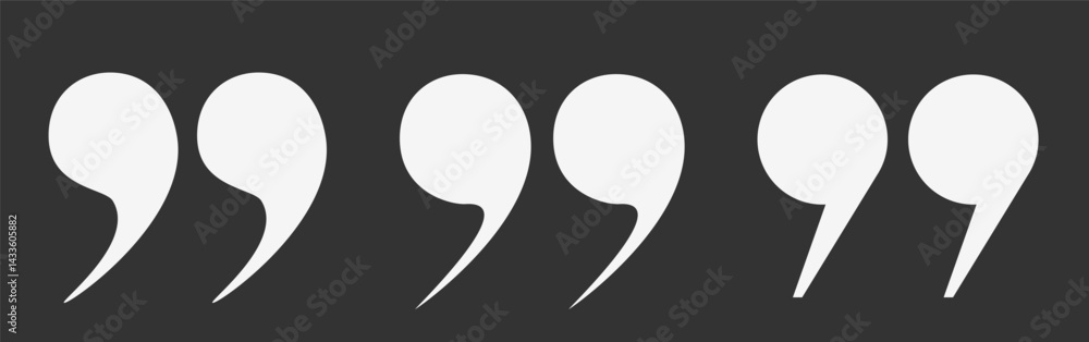 Fototapete a set of vector white quotes. a collection of three double round quotation marks of different shapes