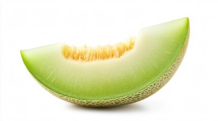 Freshly Cut Honeydew Melon Slice on White Background for Food Photography