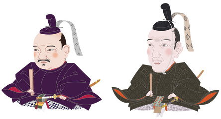 吉川元春と吉川広家　肖像画デフォルメ