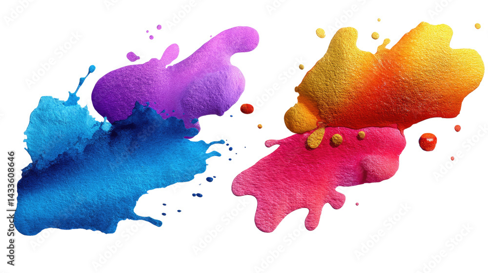 Poster abstract watercolor splashes: a vibrant and dynamic abstract composition featuring three distinct wa