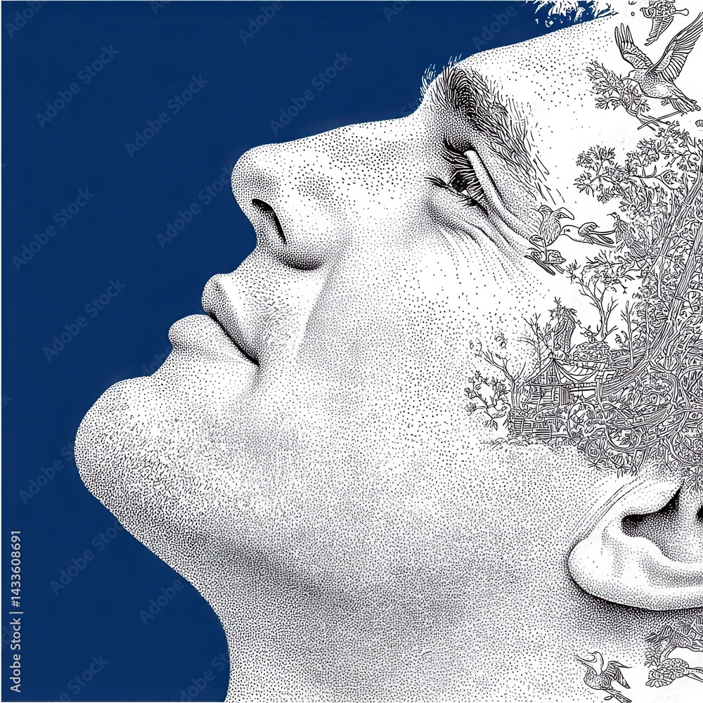 Poster Artistic Representation of Winter Solstice with Double Exposure Technique Illustrating Nature and Reflection