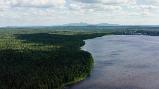 Southern Urals, Zyuratkul National Park: Zyuratkul Lake. Aerial view.