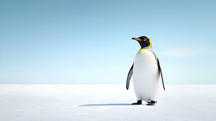Obraz premium Single Penguin On Snowy Landscape