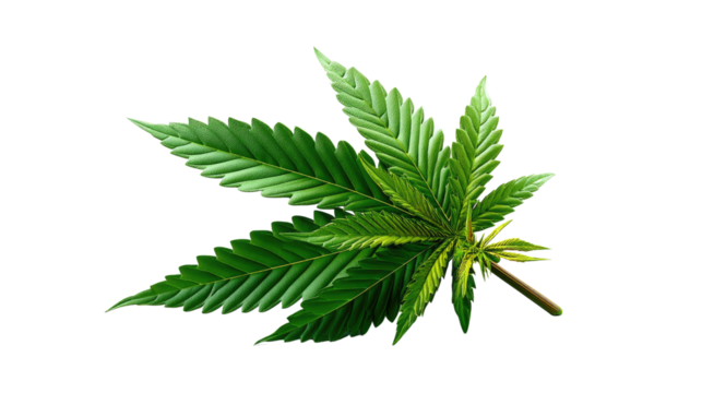 Marijuana Leaf's Natural Elegance: A captivating macro shot of a vibrant green marijuana leaf showcases its intricate details and botanical beauty.