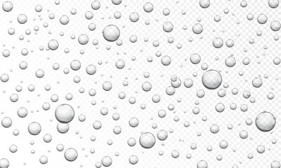 Air bubbles texture. Oxygen bubble flow in clear water. Fizzy sparkles under water aquarium, soda pop and champagne. Effervescent pill vector background.