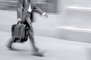 group of business people in the street in blue tonality