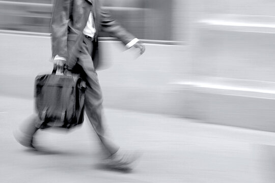 group of business people in the street in blue tonality