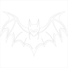 Obraz premium Bat Line art Illustration Flying Bat Silhouette Drawing for Halloween and Gothic Designs